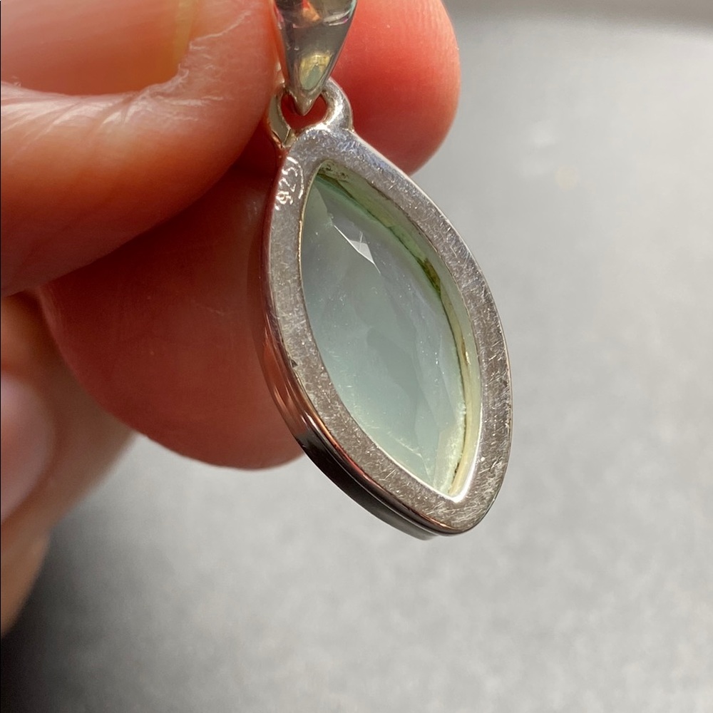 Chalcedony Aqua Pendant in Solid Sterling Silver 925 - Picture 6 of 7
